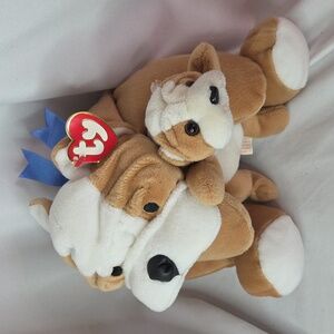 TY Beanie Baby Pillow Pals Bruiser And Wrinkles Puppy Vintage 1990s